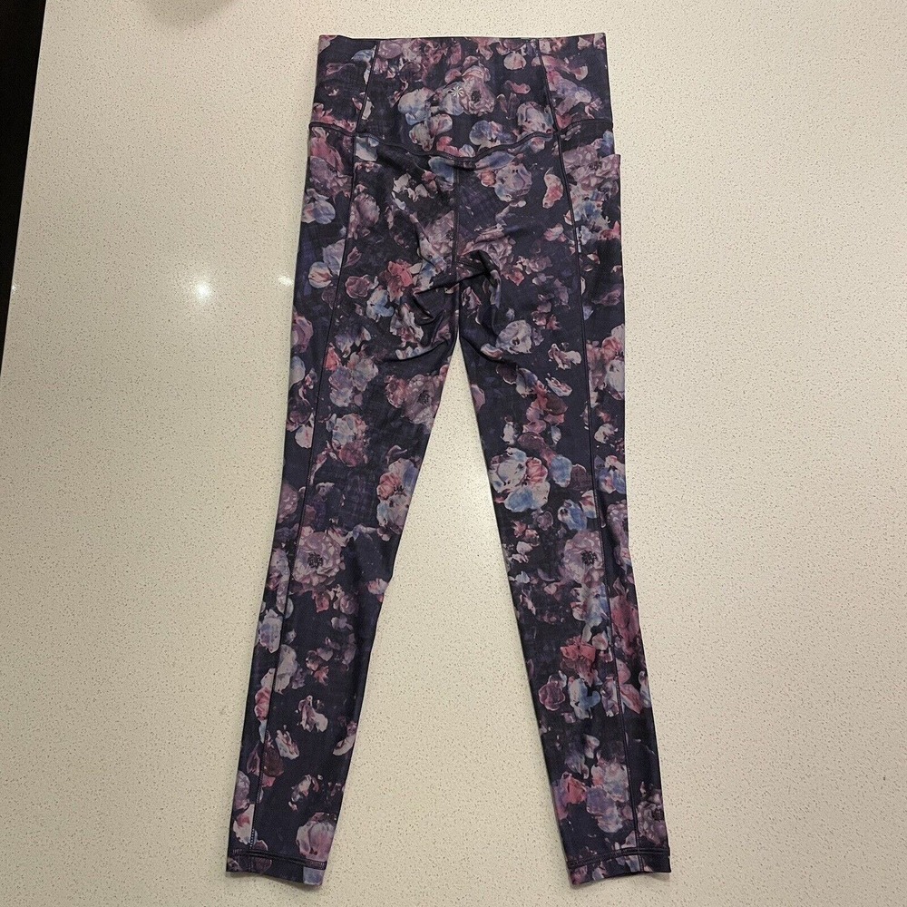 Athleta Salutation Stash Pocket II Printed Tight Dappled Bloom Purple Size S